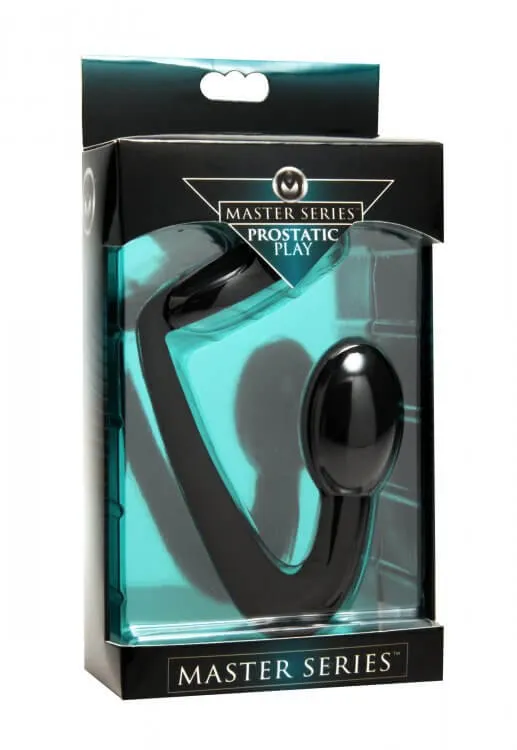 XR Brands Prostatic Play Explorer Silicone Cock Ring and Prostate Plug Black Premium PSpot Stimulation Male Sex Toys