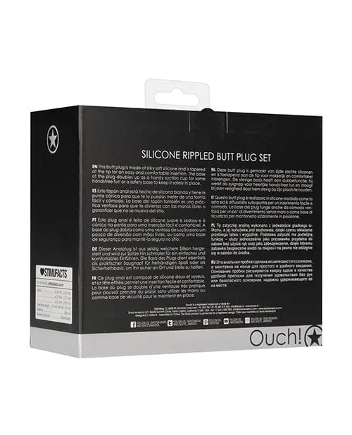 Shots America Anal Shots Ouch Rippled Butt Plug Set Black