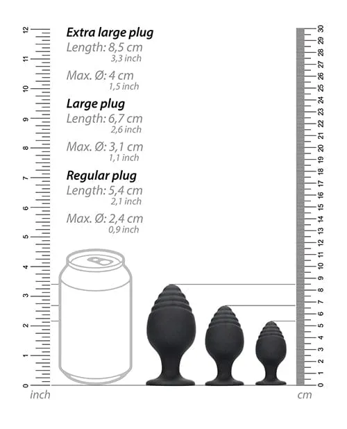 Shots America Anal Shots Ouch Rippled Butt Plug Set Black
