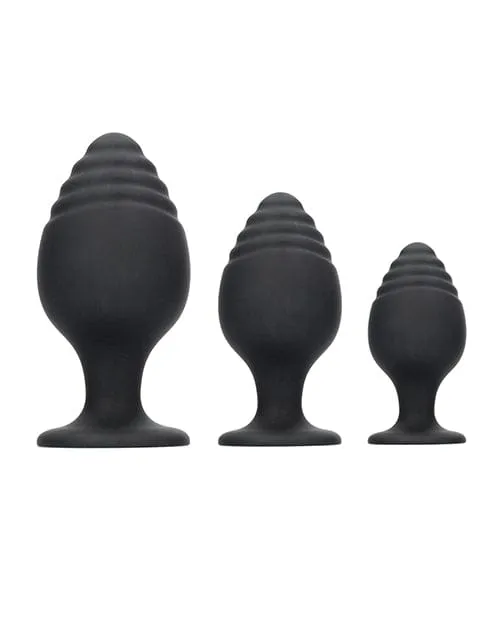 Shots America Anal Shots Ouch Rippled Butt Plug Set Black